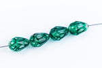 14mm x 9mm Dark Green Teardrop Glass Windowpane Bead #IGL007-General Bead