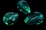 14mm x 9mm Dark Green Teardrop Glass Windowpane Bead #IGL007-General Bead