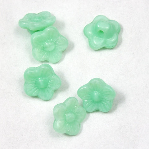 9mm Green Opal Flower w/ Button Back (10 Pcs) KHJ100-General Bead