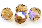 Preciosa 6150 Smoked Topaz AB Faceted Round Bead (3mm, 4mm, 6mm, 8mm)