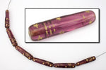 7mm x 28mm Transparent Amethyst Tube with Gold Decoration-General Bead