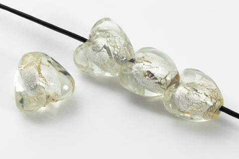 14mm Silver Foil Lined Heart Bead (2 Pcs) #LCN002-General Bead