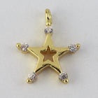 11.5mm x 9.5mm Gold Star Charm with Cubic Zirconia #MFA274-General Bead