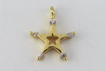 11.5mm x 9.5mm Gold Star Charm with Cubic Zirconia #MFA274-General Bead