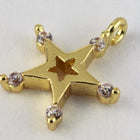 11.5mm x 9.5mm Gold Star Charm with Cubic Zirconia #MFA274-General Bead