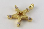 11.5mm x 9.5mm Gold Star Charm with Cubic Zirconia #MFA274-General Bead