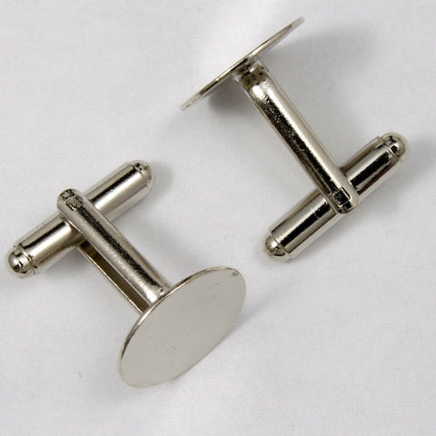 15mm Silver Tone Cuff Link Finding-General Bead