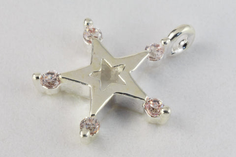 11.5mm x 9.5mm Silver Star Charm with Cubic Zirconia #MFB274-General Bead