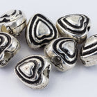 6mm Antique Silver Heart Bead (2 Pcs) #MPA144