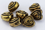 6mm Antique Gold Heart Bead (2 Pcs) #MPB144