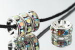6mm Crystal AB/Silver Rhinestone Rondelle #RSB504