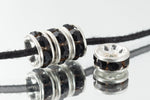 6mm Jet/Silver Rhinestone Rondelle #RSC504