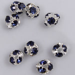 4.5mm Montana/Silver Rhinestone Ball Bead-General Bead