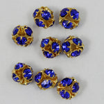 4.5mm Sapphire/Gold Rhinestone Ball Bead-General Bead