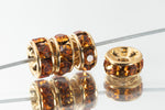 6mm Topaz/Gold Rhinestone Rondelle #RTJ504