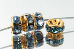 6mm Aqua/Gold Rhinestone Rondelle #RTK504