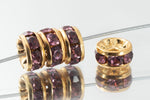 6mm Light Amethyst/Gold Rhinestone Rondelle #RTL504