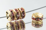 6mm Light Rose/Gold Rhinestone Rondelle #RTQ504