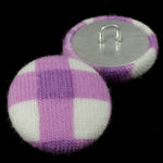 3/4" White and Lavender Gingham Button-General Bead