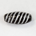 15mm Black/Silver Stripe Oval (6 Pcs) #2584-General Bead