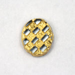 6mm x 8mm Gold and Grey Checkered Oval (2 Pcs) #XS4-F-General Bead