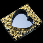 6mm x 10mm Gold Rectangle with Silver Heart (2 Pcs) #2881-General Bead