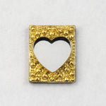 6mm x 10mm Gold Rectangle with Silver Heart (2 Pcs) #2881-General Bead