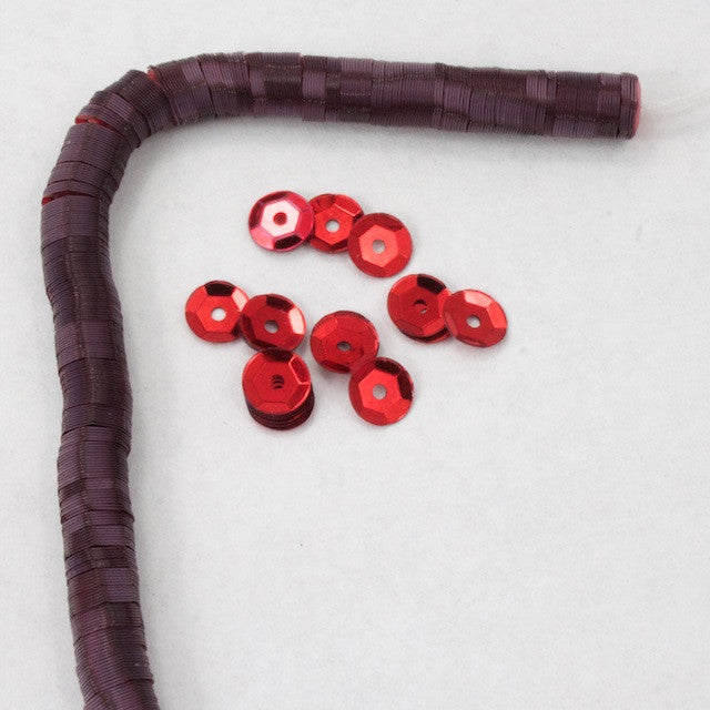 5mm Sequins Red Metallic