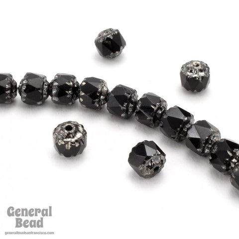 6mm Jet and Silver Cathedral Bead #3585-General Bead