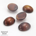 8mm x 10mm Coffee Brown Oval Glass Cabochon (6 Pcs) #3608-General Bead