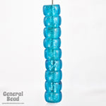 6mm Silver Lined Aqua Mini Crow Bead (12 Pcs) #3776-General Bead