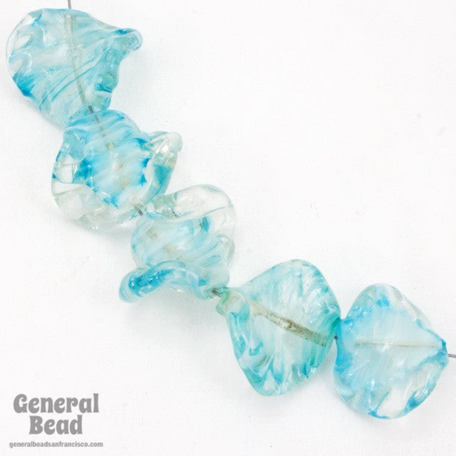 22mm Crystal/Aqua Swirl Potato Chip Bead (6 Pcs) #4296 – General Bead