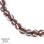 15mm Brick Red and White Stripe Bead (10 Pcs) #4514-General Bead