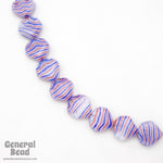 15mm Red/White/Blue Stripe Fan Bead (4 Pcs) #4577-General Bead