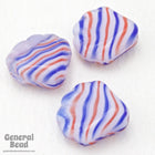 15mm Red/White/Blue Stripe Fan Bead (4 Pcs) #4577-General Bead