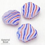 15mm Red/White/Blue Stripe Fan Bead (4 Pcs) #4577-General Bead