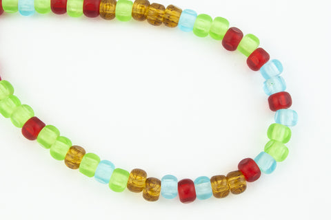 4mm x 3mm Matte Transparent Red/Green/Aqua/Amber Mix Trica Beads (50 Pcs) #TRI101-General Bead