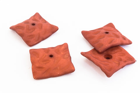20mm Matte Burnt Sienna Wavy Square (2 Pcs) #UP041-General Bead