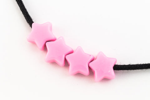 12mm Opaque Pink Puff Star (10 Pcs) #UP264-General Bead