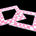 64mm White and Pink Op- Art Open Square #UP424-General Bead
