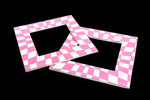 64mm White and Pink Op- Art Open Square #UP424-General Bead