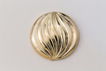 30mm Ribbed Gold Low Dome Cabochon #UP544-General Bead