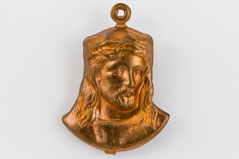 25mm Copper Jesus with Crown of Thorns #5494A-General Bead