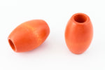 22mm x 32mm Orange Wood Barrel Bead (2 Pcs) #WOOD051-General Bead