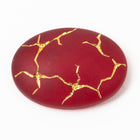 Vintage 13mm x 18mm Ruby with Gold Crackle Oval Cabochon #XS10-A