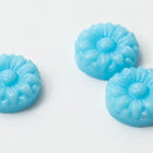 Vintage 7mm Baby Blue Daisy Flower Round Cabachon #XS11-A