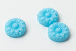 Vintage 7mm Baby Blue Daisy Flower Round Cabachon #XS11-A