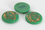 Vintage 14mm Pea Green/Gold Chick Cabochon #XS22-B-2