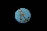 Vintage 14mm Baby Blue/Gold Dog Cabochon #XS22-F-1