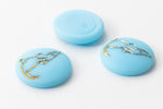 Vintage 14mm Baby Blue/Gold Dog Cabochon #XS22-F-1